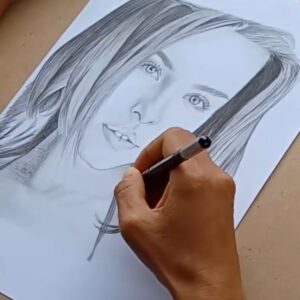 custom drawing of portrait in process
